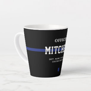 Taza De Café Latte Oficial de Policía Personalizado Línea Azul Delgad