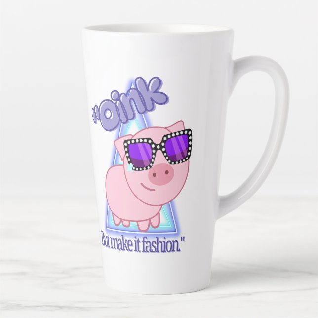 Taza De Café Latte Oink pero hágalo de moda - Cita de cerdo (Derecha)