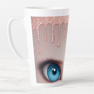 Taza De Café Latte Ojos Azules de Fantasía con Goteo