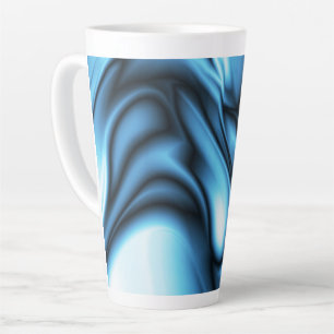 Taza De Café Latte Ola de seda azul