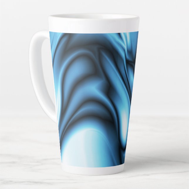 Taza De Café Latte Ola de seda azul (Ángulo izquierdo)