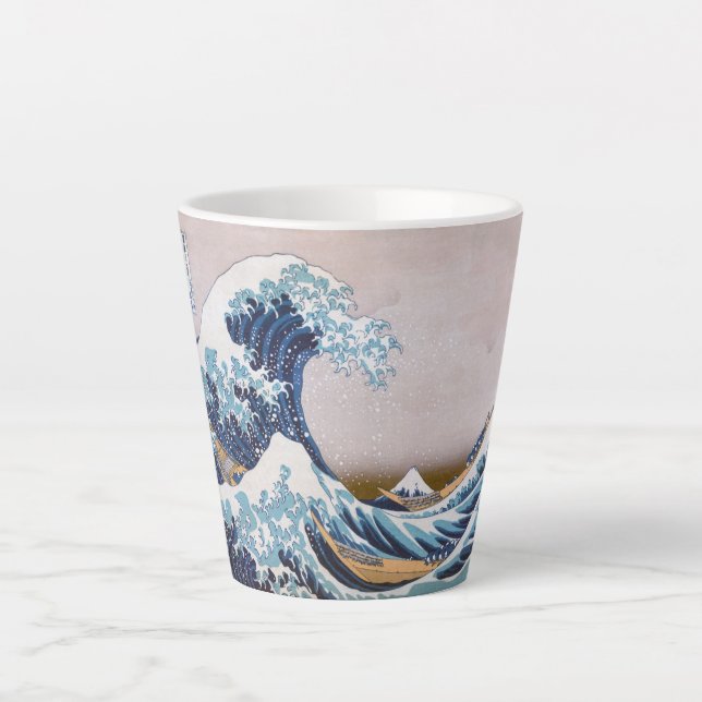 Taza De Café Latte Ola de tsunami frente a Kanagawa Japón por Hokusai (Anverso)