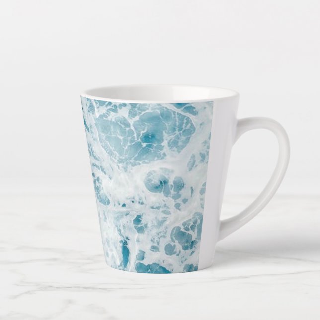 Taza De Café Latte Ola del océano azul de verano (Derecha)