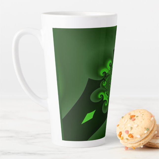 Taza De Café Latte Ola Verde Oscura Y Espiral Lime (In situ)