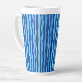 Taza De Café Latte Olas de azul cian naví celeste 