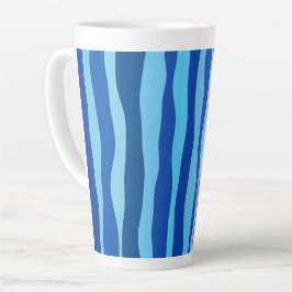 Taza De Café Latte Olas de azul cian naví cobalt sky blue 