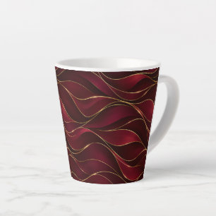 Taza De Café Latte Olas de mármol rojo burgundy elegantes con acento