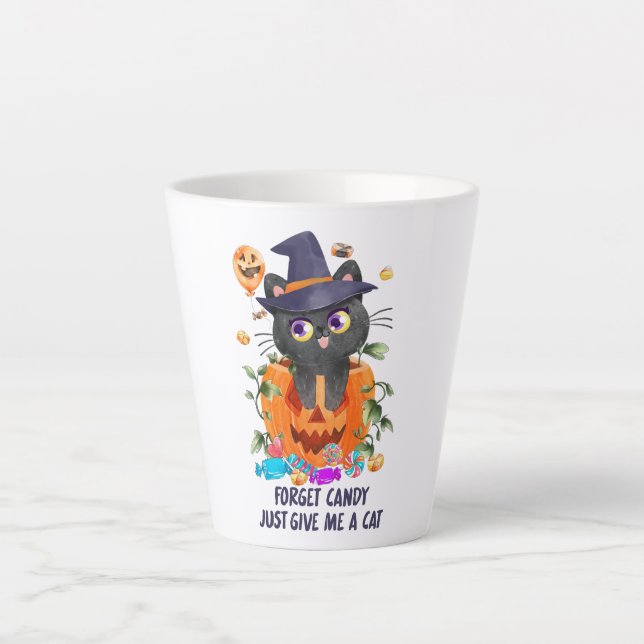 Taza De Café Latte Olvídate De Candy, Dame Un Gato (Anverso)
