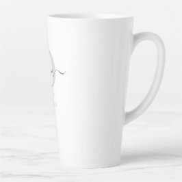 Taza De Café Latte Oma Elegant Script Monograma Verde Blanco Latte Mu
