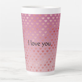 Taza De Café Latte Ombre de corazones rojos rosados