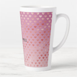 Taza De Café Latte Ombre de corazones rojos rosados