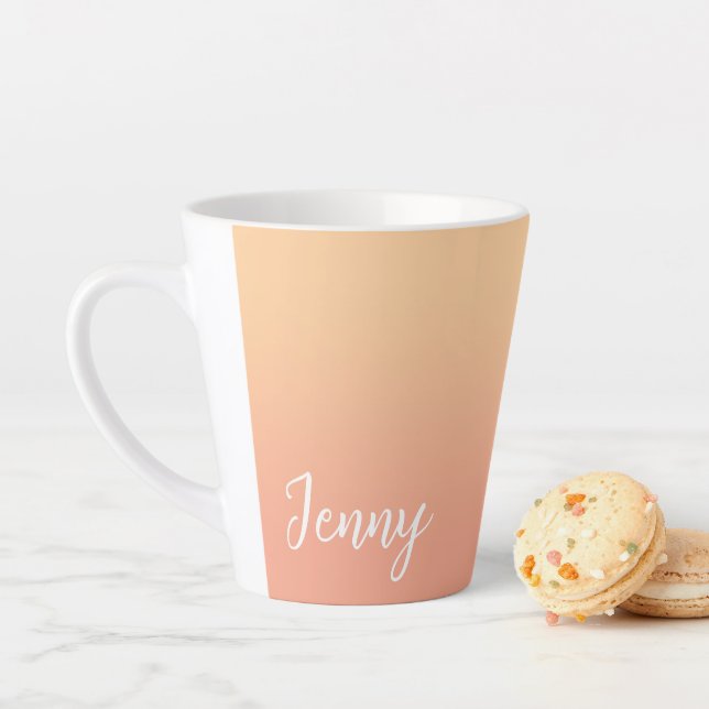 Taza De Café Latte Ombre de melocotón personalizado (In situ)