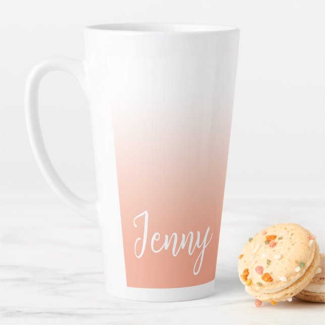 Taza De Café Latte Ombre De Peach Personalizado (In situ)