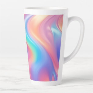 Taza De Café Latte Ondas abstractas de neón rosa azul