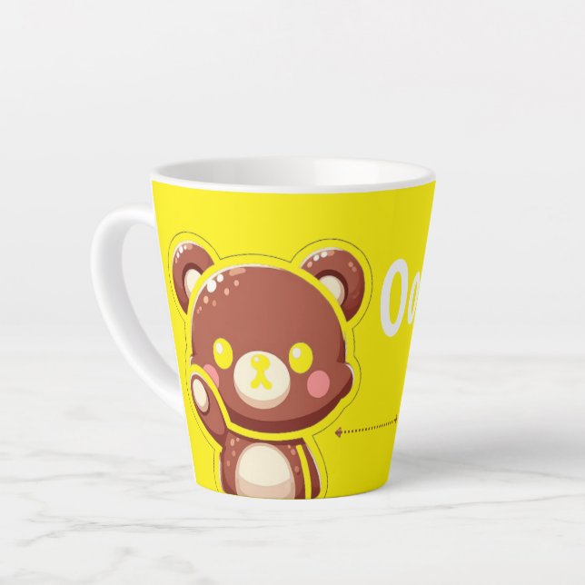 Taza De Café Latte Oops! Cute Teddy Bear Mug – Fun Yellow Coffee Cup (Ángulo izquierdo)