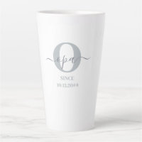 Opa Elegant Script Monograma Gris White Latte Mug