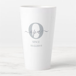 Taza De Café Latte Opa Elegant Script Monograma Gris White Latte Mug