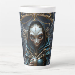 Taza De Café Latte Oráculo Celestial – Guardián Entre las Estrellas.