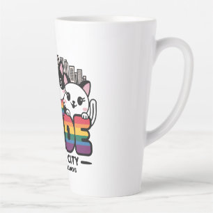Taza De Café Latte Orgullo de Chicago City Illinois Bandera Arcoiris