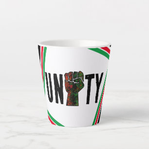 Taza De Café Latte orgullo negro bandera panafricana roja verde puño