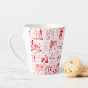 Taza De Café Latte Orgullo y prejuicio de citas de tela roja