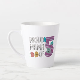 Taza De Café Latte Orgullosa Mamá de Cinco