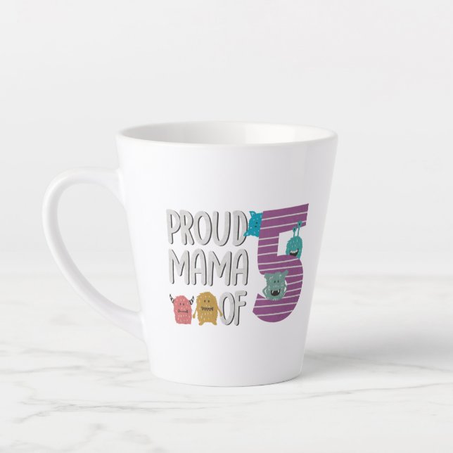 Taza De Café Latte Orgullosa mamá de los cinco (Izquierda)