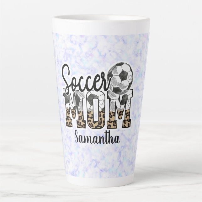 Taza De Café Latte Orgullosa mamá del fútbol - Campeona de la línea l (Anverso)