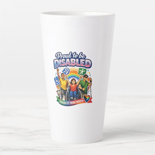 Taza De Café Latte Orgulloso de ser discapacitado (Anverso)