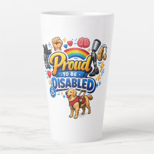 Taza De Café Latte Orgulloso de ser discapacitado: diseño gráfico de