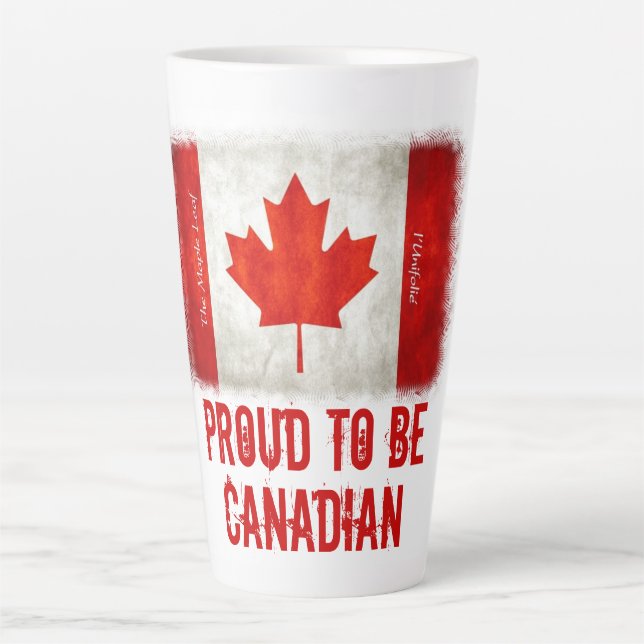 Taza De Café Latte Orgulloso de ser la bandera canadiense (Anverso)