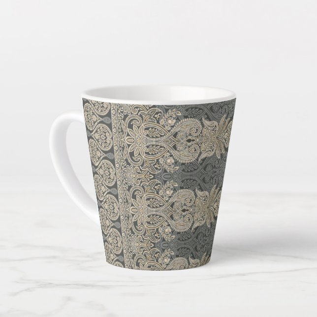 Taza De Café Latte Ornamental Traditional Paisley design (Ángulo izquierdo)