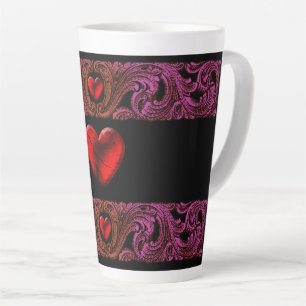 Taza De Café Latte Ornamento púrpura gótico con corazón