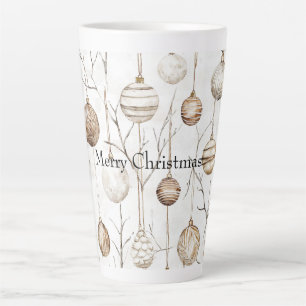 Taza De Café Latte Ornamentos de Navidad de Cream Tan Orgánico