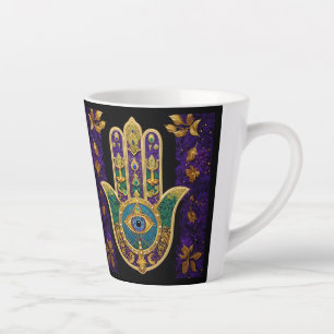 Taza De Café Latte Ornate Gold Third Eye Hamsa