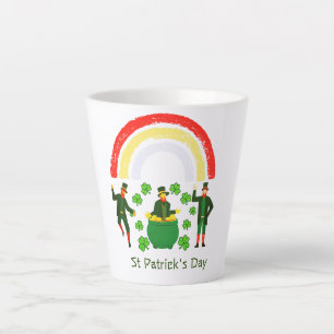 Taza De Café Latte Oro de duende Maceta Arcoíris Día de San Patricio 