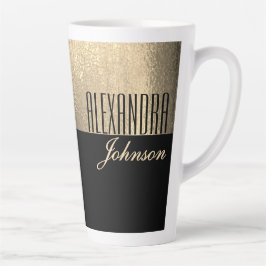 Taza De Café Latte Oro Negro Nombre Elegante