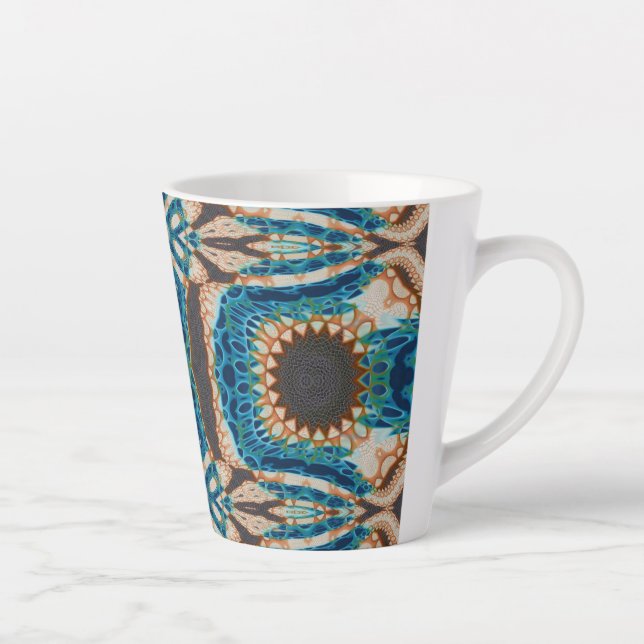 Taza De Café Latte Oro turquesa Sol Southwestern Art (Derecha)