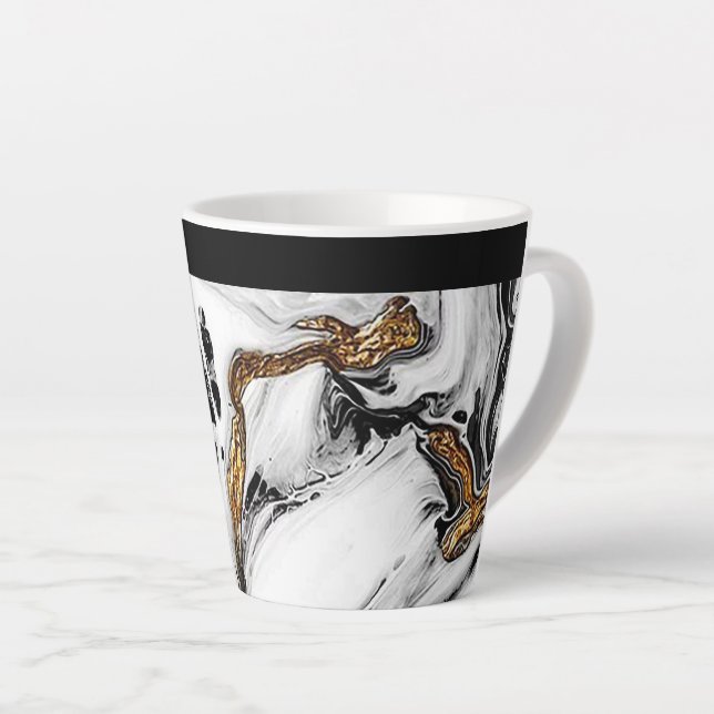 Taza De Café Latte "Oro y mármol negro" (Ángulo derecho)