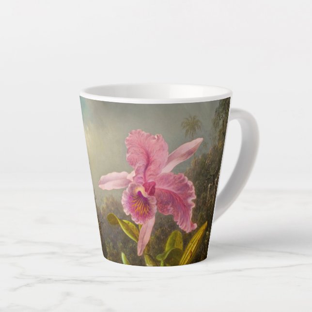 Taza De Café Latte Orquídea con dos Hummingbirds Heade (Ángulo derecho)