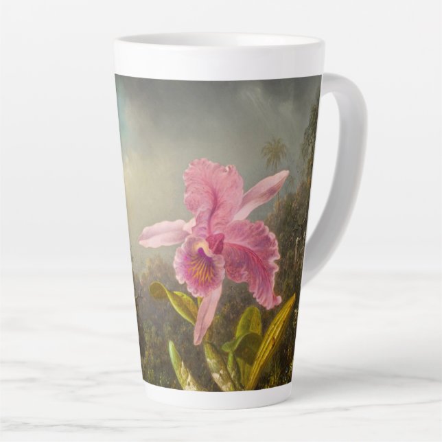 Taza De Café Latte Orquídea con dos Hummingbirds Heade (Ángulo derecho)