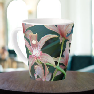 Taza De Café Latte Orquídea De Cimbidio Rosa
