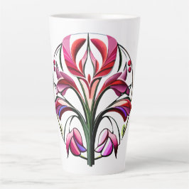 Taza De Café Latte Orquídea metálica: Extravagancia rosa y amarilla