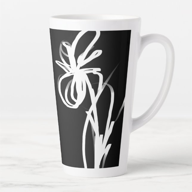Taza De Café Latte Orquídea Noir: Resumen en blanco y negro (Derecha)