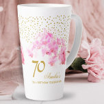 Taza De Café Latte Orquídea Rosa Acuarela Dorada Purpurina 70 cumplea<br><div class="desc">Orquídea Rosa Purpurina Dorada 70 Coffee Latte Mug por cumpleaños. Moderna jarra floral de 70 años con hermosa orquídea acuarela rosa y purpurina de oro falso. Añade tu nombre y edad.</div>