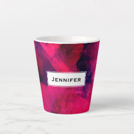 Taza De Café Latte Oscuro rojo y morado negrita y resumen moderno