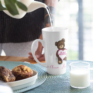 Taza De Café Latte Osito de peluche lindo sé mi San Valentín 
