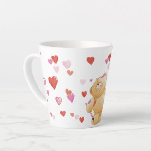 Taza De Café Latte Oso de peluche y corazón latte Mug
