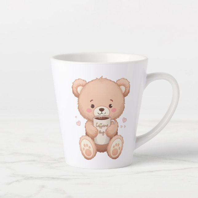 Taza De Café Latte Oso dulce abrazando un tazón de café (Derecha)