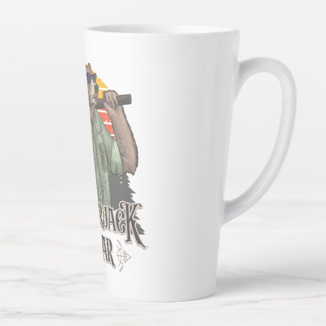 Taza De Café Latte Oso gracioso vestido de leñador (Derecha)